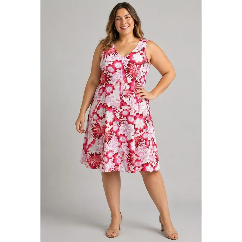 Lands' End Linen Dress Womens‎ 14 Wedding Brunch Lightweight Resort Vacation